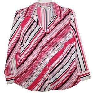 Cato Blouse Pink White Stripe‎ Womens Small